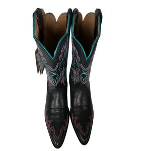Twisted X‎ WWT0039 Womenʼs Western Boots Black Multi Leather Snip Toe Size 9B